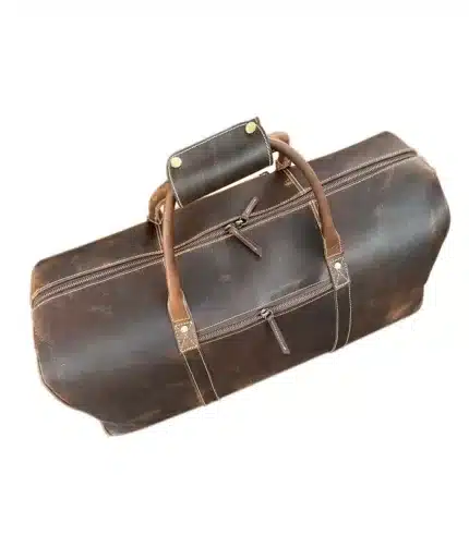 Waxy crunchy duffle luggage leather bag1 jpg