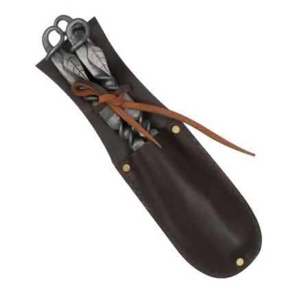 DS01 Medieval Inspired Outdoor Camping Dinnerware Utensil Set Leather Carrying Case Included