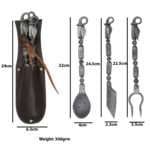 DS01g Medieval Inspired Outdoor Camping Dinnerware Utensil Set Leather Carrying Case Included