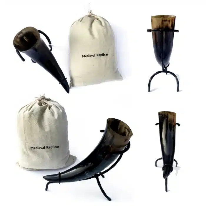 MRD02e Drinking Horn with Metal Stand jpg
