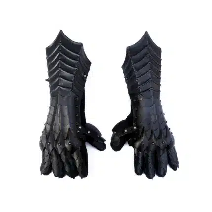 MRG01 Medieval Black Antique Finish Gauntlet glove jpg
