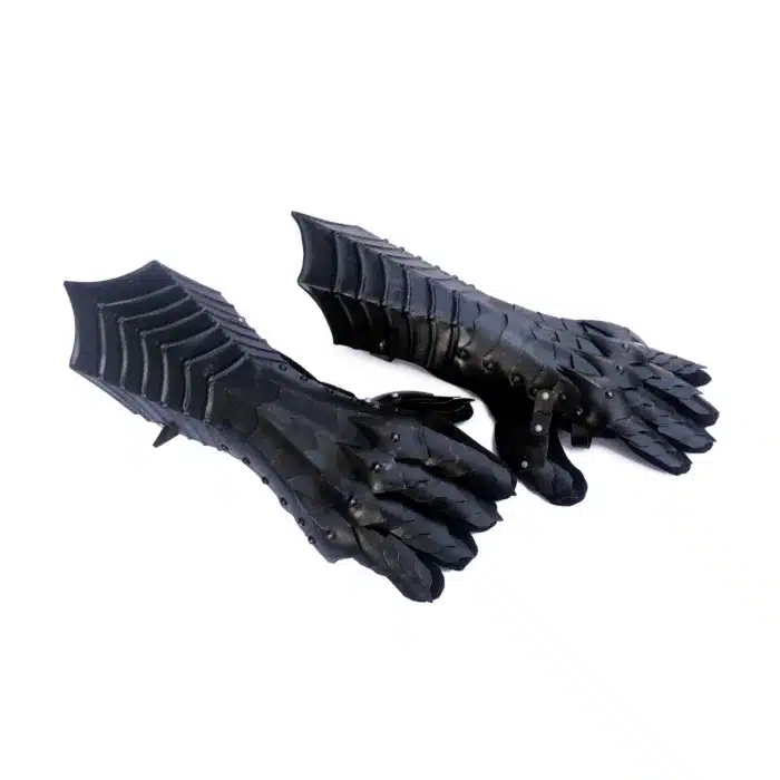 MRG01a Medieval Black Antique Finish Gauntlet glove jpg