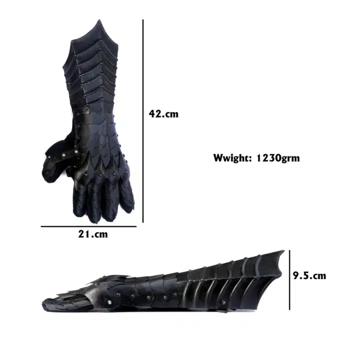 MRG01e Medieval Black Antique Finish Gauntlet glove jpg