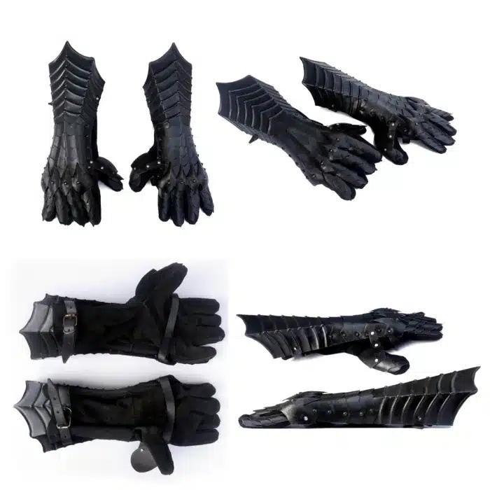 MRG01f Medieval Black Antique Finish Gauntlet glove jpg