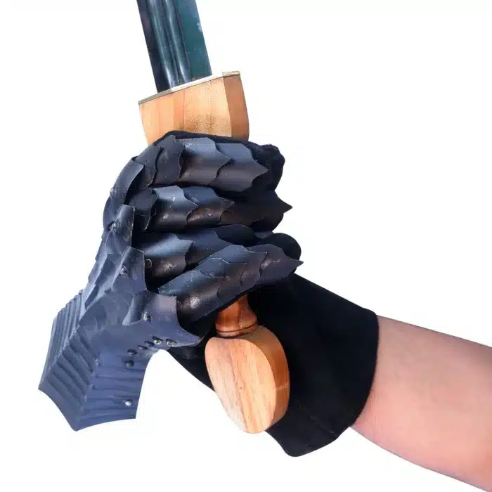 MRG01g Medieval Black Antique Finish Gauntlet glove jpg