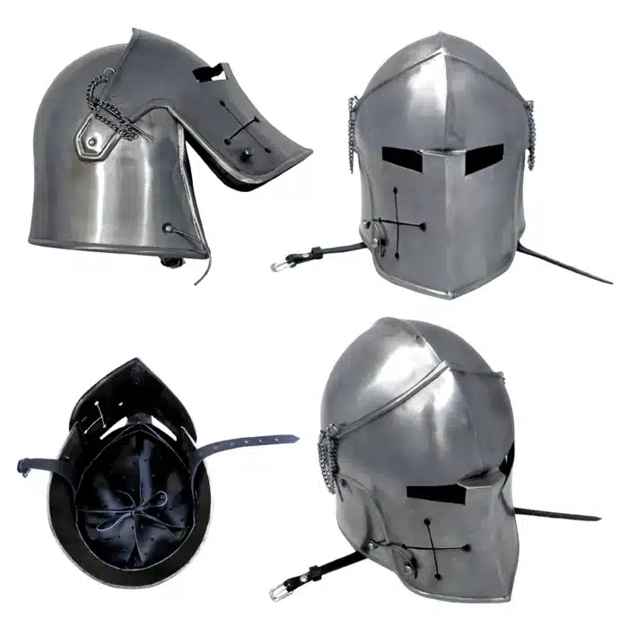 MRH02f Medieval Renaissance Detachavle Visor Barbuta Helmet jpg