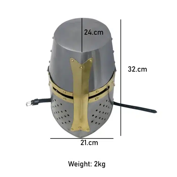 MRH03c Crusader Knight Helmet with Brass Cross jpg