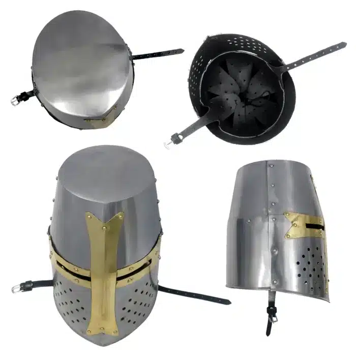MRH03d Crusader Knight Helmet with Brass Cross jpg