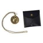 MRN02 Brass Sundial Compass Solid Brass Pocket Sundial Vintage Steampunk Accessary Home Decor Gift with Leather Bag with Chain