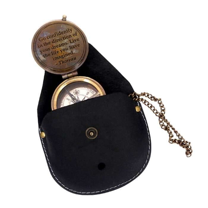 MRN03b Brass Compass with Leather Case Wintage Nautical Gift Item