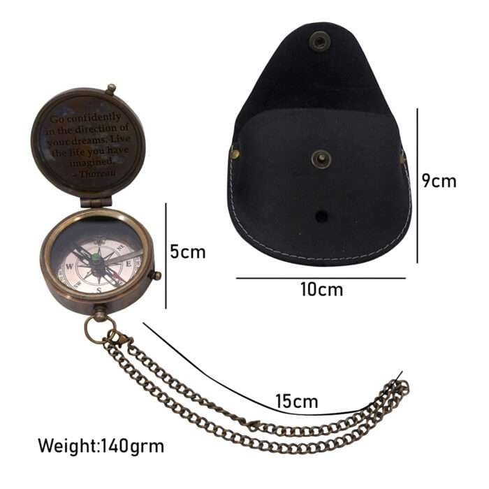 MRN03c Brass Compass with Leather Case Wintage Nautical Gift Item