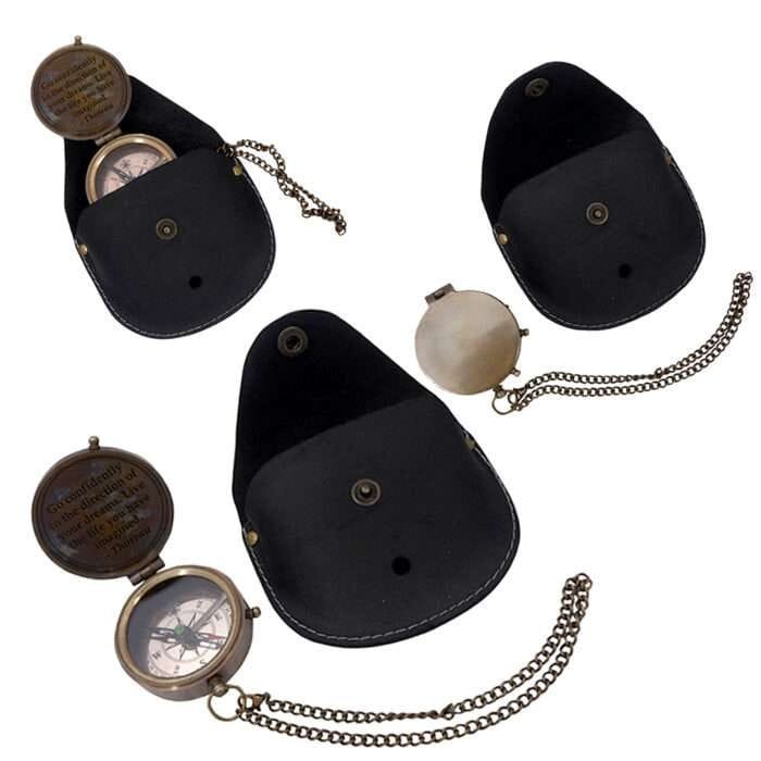MRN03d Brass Compass with Leather Case Wintage Nautical Gift Item