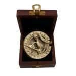 MRN05 Authentic Wintage Style Brass Pocket Sun Dial Campass with Wooden Case Decor Collection Nautical Ite
