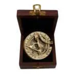 MRN05 Authentic Wintage Style Brass Pocket Sun Dial Campass with Wooden Case Decor Collection Nautical Ite