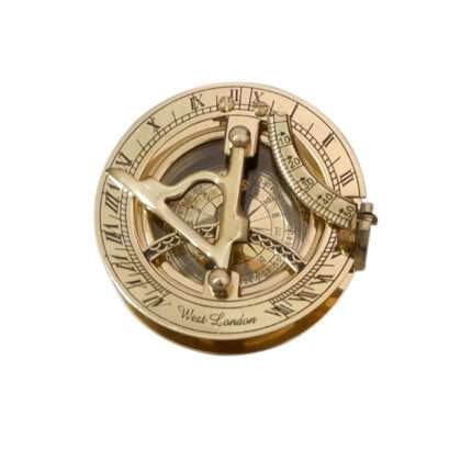 MRN05a Authentic Wintage Style Brass Pocket Sun Dial Campass with Wooden Case Decor Collection Nautical Ite