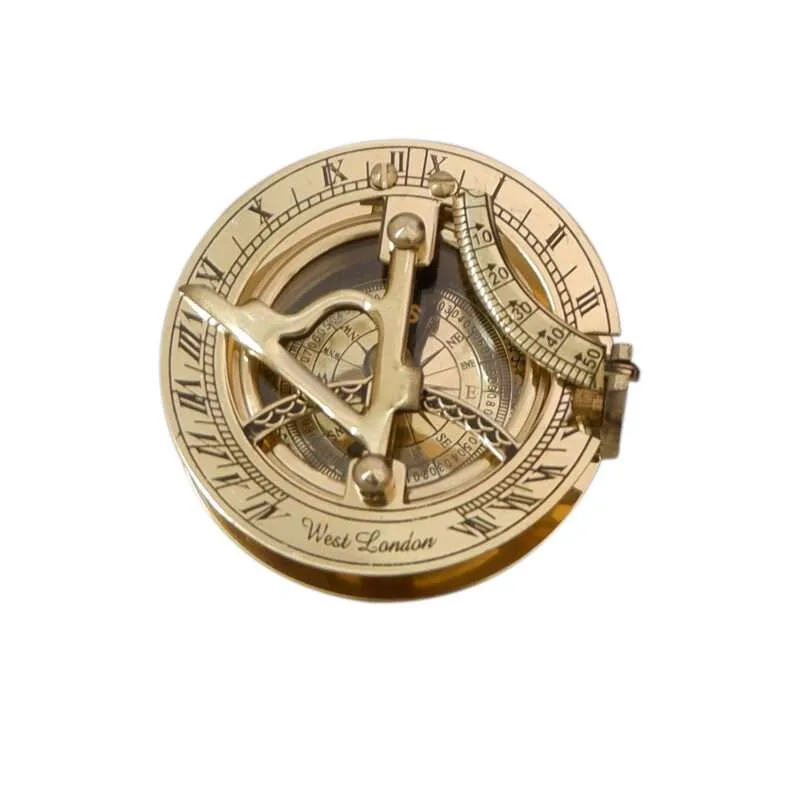 MRN05a Authentic Wintage Style Brass Pocket Sun Dial Campass with Wooden Case Decor Collection Nautical Ite