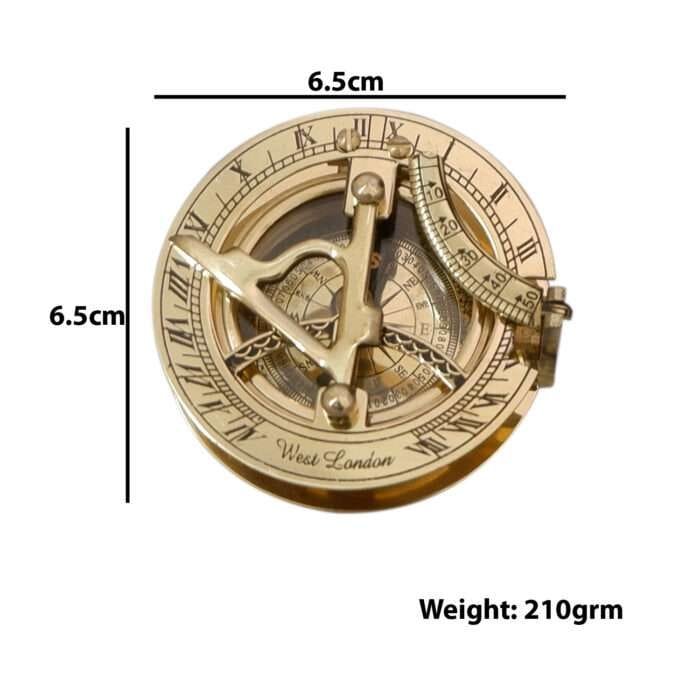 MRN05g Authentic Wintage Style Brass Pocket Sun Dial Campass with Wooden Case Decor Collection Nautical Ite