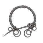 MRPin08 Medieval Viking Knotted Fibula Cloak Pin Hand Forged Twisted Black Iron Brooch