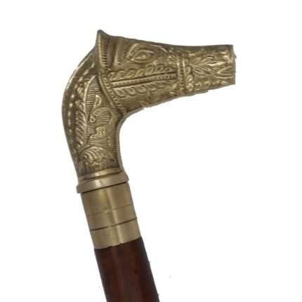 MRWS01a Walking Stick with Brass Horse Handle Grip