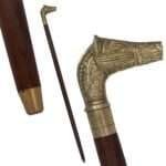 MRWS01d Walking Stick with Brass Horse Handle Grip
