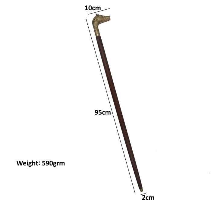 MRWS01e Walking Stick with Brass Horse Handle Grip