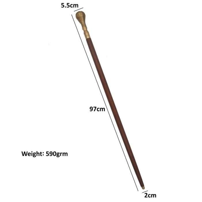 MRWS02e Walking Stick with Brass Knob Handle Grip