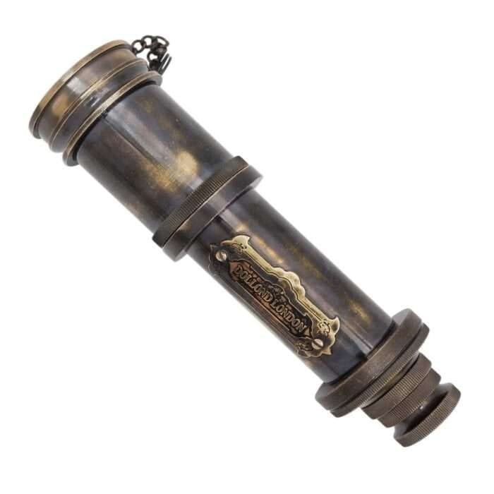 NT02b Antique Decor Spyglass Pirate Telescopewith Leather Box Telescope for Adventure Enthusiasts Monocular Nautical Decor for Gifting