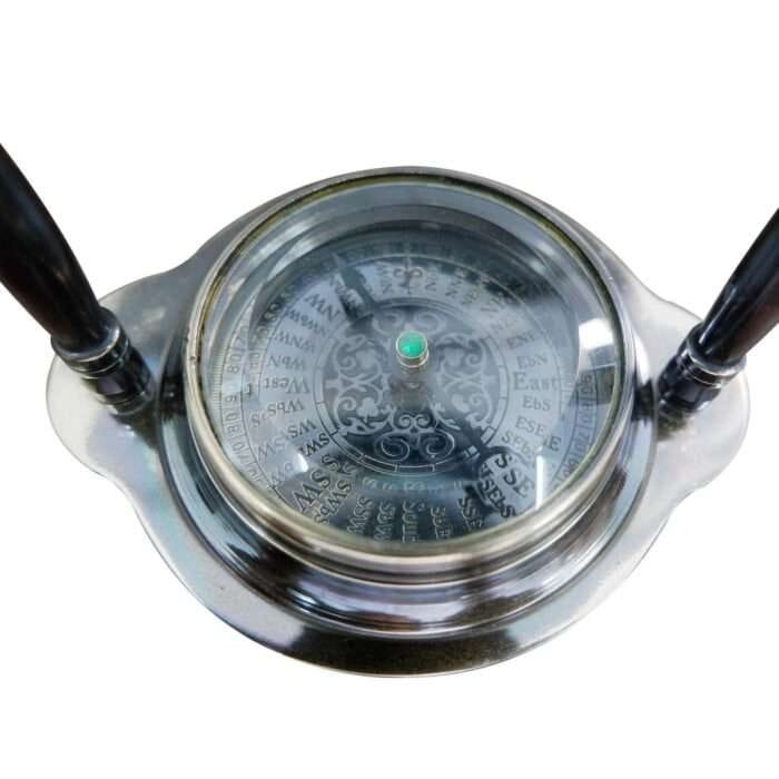 NT07c Nautical Desk Clock Brass Compass With Antique Victoria London Hanging Watch