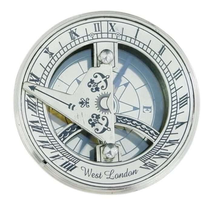 NT09c Vintage Compass and Sundial by ERA Collection Hiking Compass Outdoor Compass Engraved Compass Antique Nautical Solid Brass