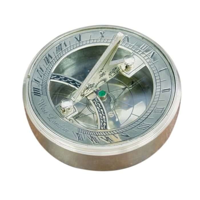 NT09d Vintage Compass and Sundial by ERA Collection Hiking Compass Outdoor Compass Engraved Compass Antique Nautical Solid Brass