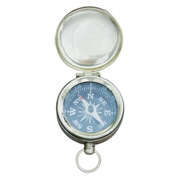 NT10b Chrome Finish Hunters Pocket Compass With Pouch Vintage handmade style compass