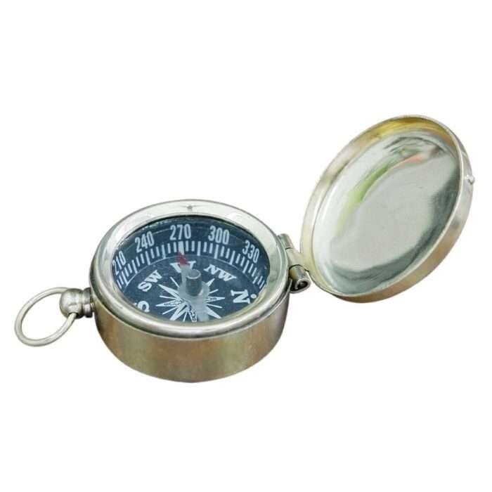 NT10c Chrome Finish Hunters Pocket Compass With Pouch Vintage handmade style compass