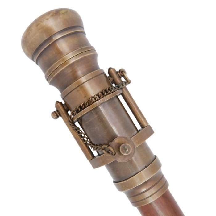 NT11a Victorian Walking Cane Nautical Antique Finish Walking Stick Telescope Collectible Wooden Cane with Brass Telescope Handle with Telescope Brass Handle Foldable Nautical Walking Stick
