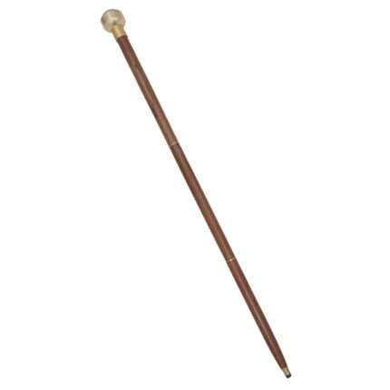 NT12 Antique Brass Compass On Top Head Handle Brown Wood Walking Stick