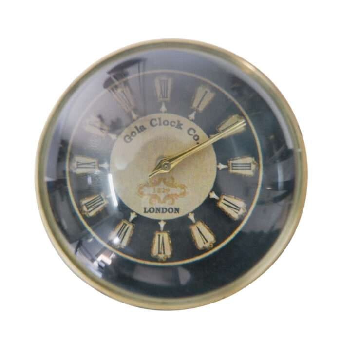NT12b Antique Brass Compass On Top Head Handle Brown Wood Walking Stick