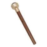 NT12c Antique Brass Compass On Top Head Handle Brown Wood Walking Stick