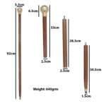 NT12g Antique Brass Compass On Top Head Handle Brown Wood Walking Stick