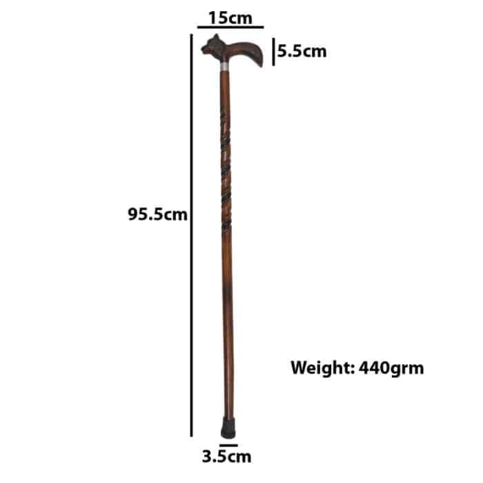 WS03e Walking Stick New Wolf Head