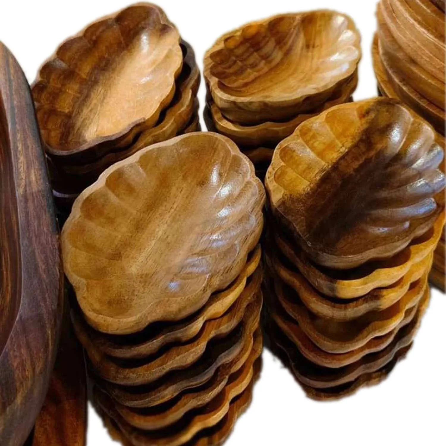 WP10 Carved Wood Salad Bowl Set