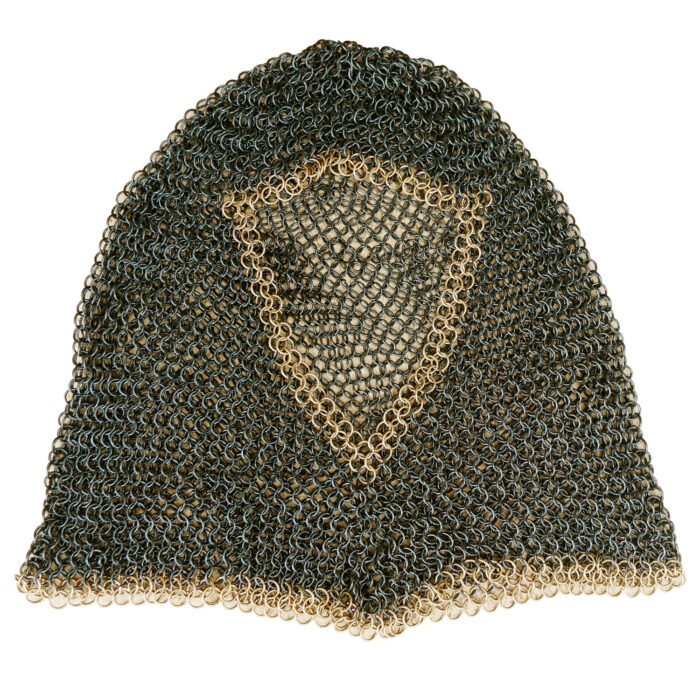 CM74a Black and Gold Chainmail Coif