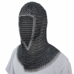 CM75 Black and Silver Chainmail Coif