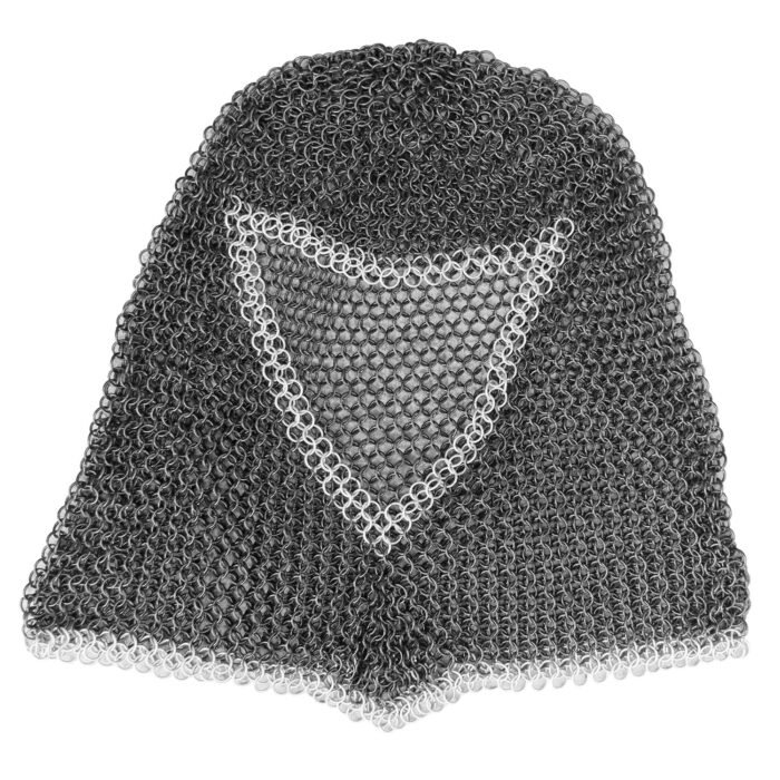CM75a Black and Silver Chainmail Coif