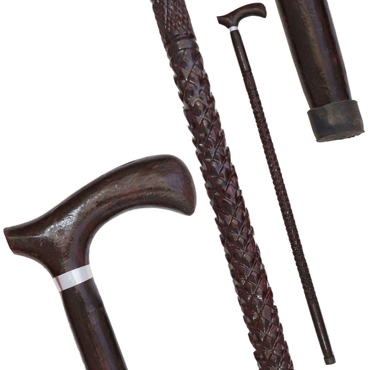WS26d Braided Pattern Wooden Walking Stick