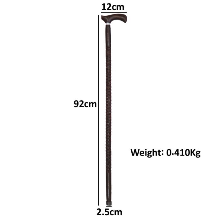 WS26e Braided Pattern Wooden Walking Stick