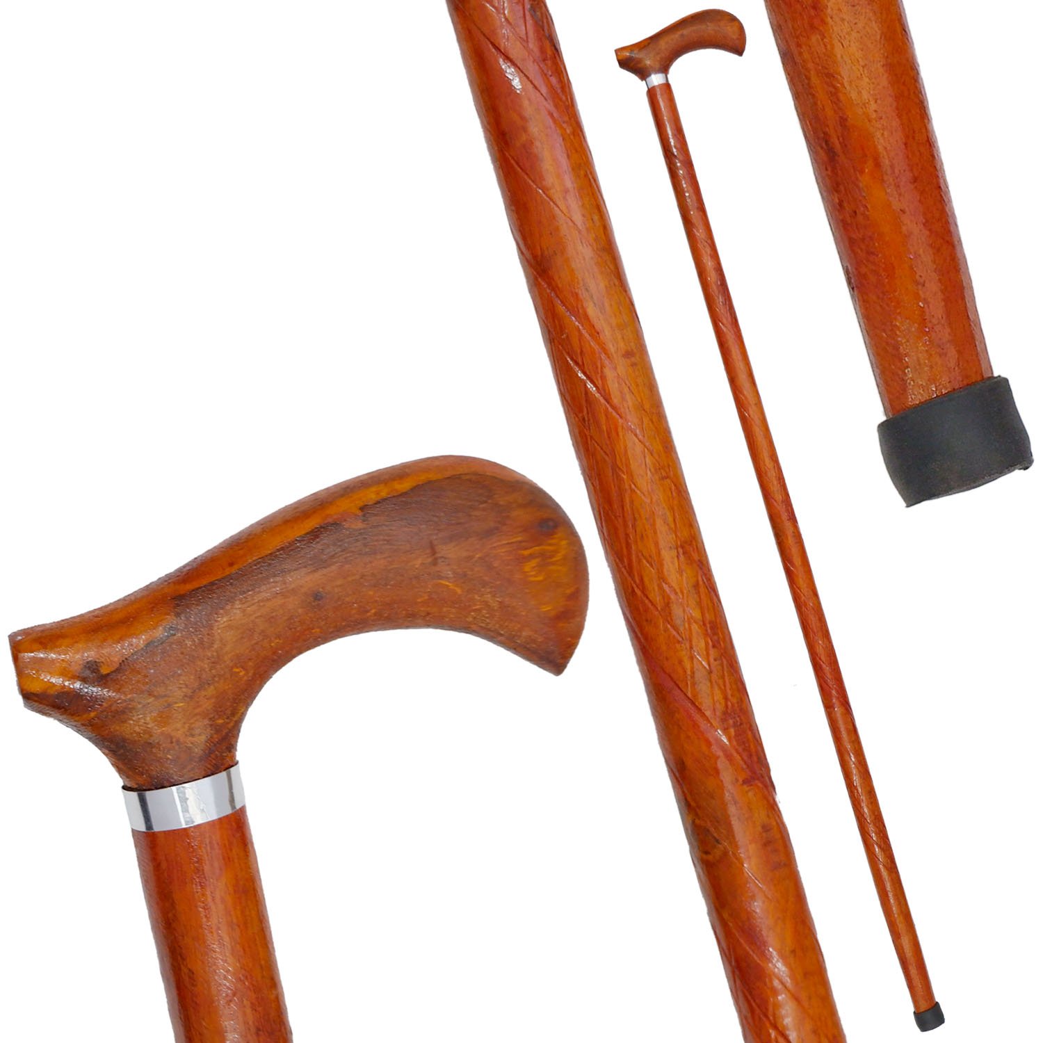WS27d Carved Braided Wooden Walking Stick